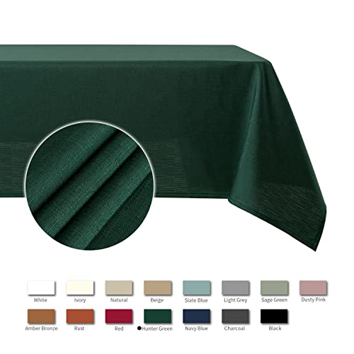 maxmill Rectangle Slubby Textured Christmas Tablecloth Waterproof Spillproof Wrinkle Free Table Cloth, Kitchen Dining Room Decoration, Holiday Party, Banquet Event Dinner, 52 x 70 Inch, Hunter Green – Image 5