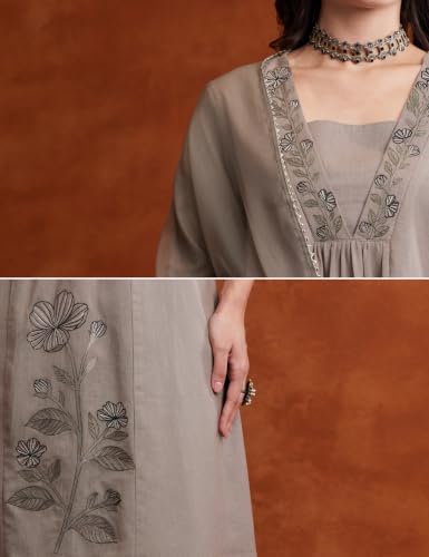 Image of Amazon Brand - Myx Women's Embroidered Kurta Set With Dupatta | Cotton Blend (Available In Plus Sizes)