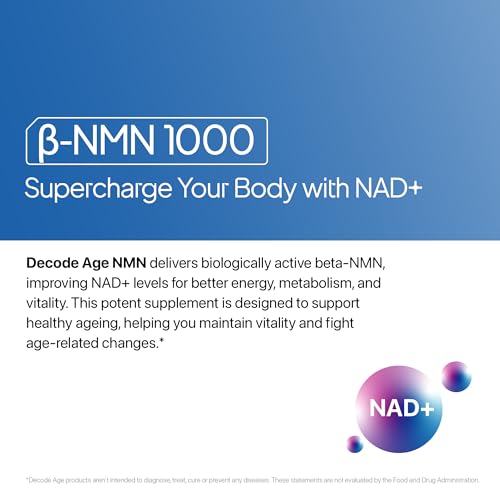 Image of NMN Supplement 1000mg | 99% Pure NMN for Anti-Aging, NAD+ Boost & Cellular Energy | High Absorption Nicotinamide Mononucleotide | Longevity & DNA Repair Support | Decode Age