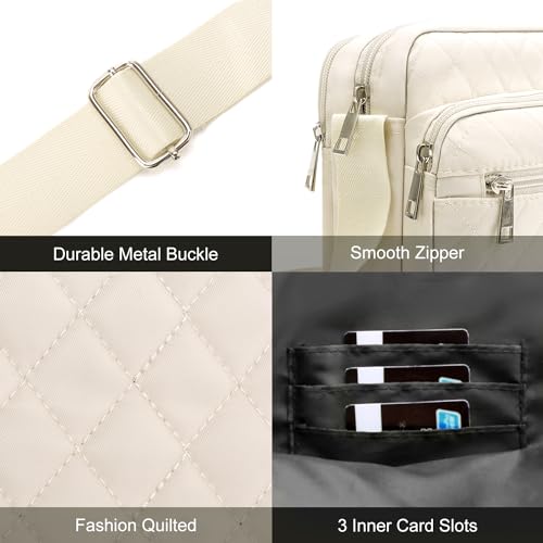 Image of Nylon Crossbody Bags for Women Trendy Quilted Cross Body Purse Medium Crossbody Purses Fashion Ladies Messenger Shoulder Bag