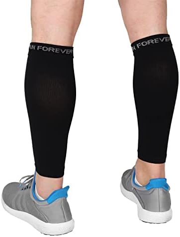 Run Forever Sports Leg Compression Socks for Shin Splint, Varicose Vein and Calf Pain Relief for Men, Women and Runners (Black, Medium)