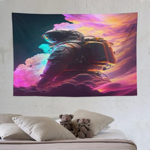 Tenture astronaute PAZZK pour cacher un mur blanc | Décoration murale 150x230cm 3D
