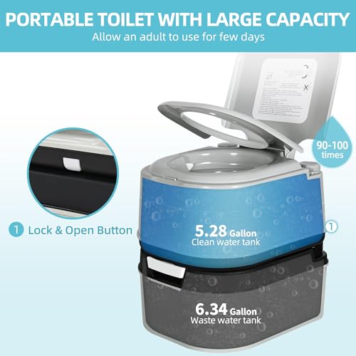 Image of YITAMOTOR 6.34 Gal Portable Toilet Camping Porta Potty w /Paper Collection