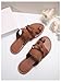 GORGLITTER Women's Cross Strappy Leather Flats Sandal Cute Dressy Toe Ring Open Toe Slip on Slide Sandals Brown 9