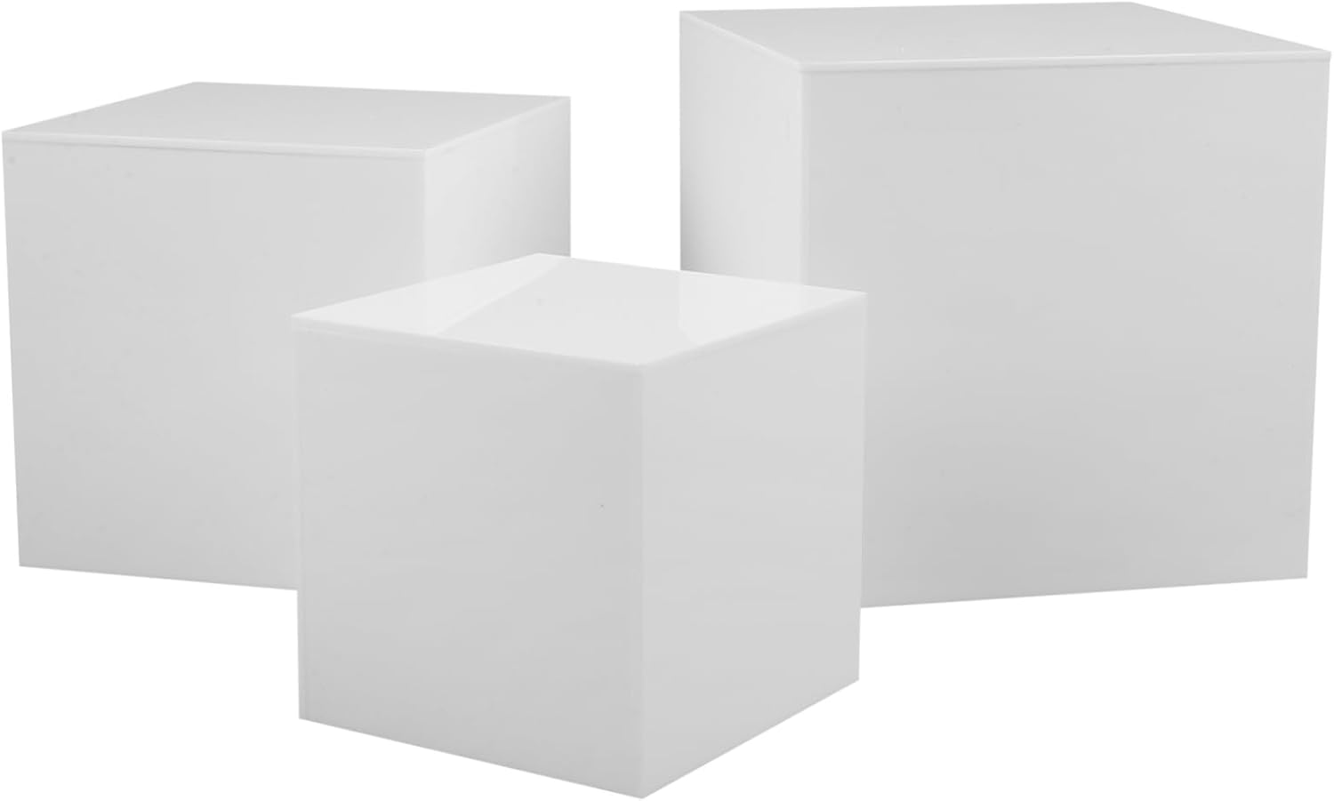 VOSAREA 3pcs Acrylic Cube Display Cases of Stackable Risers for Collectibles Multi-purpose Acrylic Stands for Jewelry Desserts and Decor Versatile Storage for Home and Events
