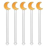 DOITOOL 5Pcs Glass Swizzle Sticks for Cocktails Drinks, Moon Swizzle Sticks for Drinks Coffee Cocktail for Restaurant Home Bar