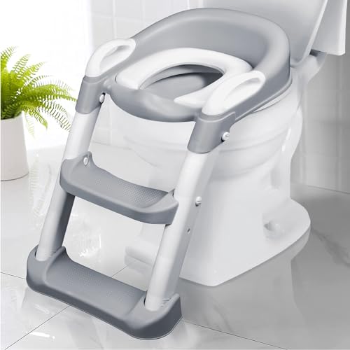 MAGMALIFE Baño Entrenador para Bebé, Asiento Entrenador para Baño con Escalera Antideslizante, Taburete Plegable Infantil para Taza de Baño, Fácil de Guardar, Asiento...