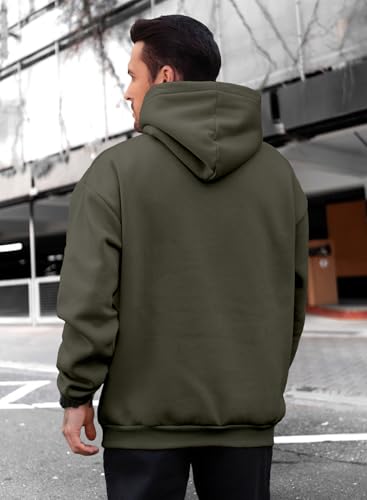 Image of JMIERR Mens Fleece Lined Hoodie Pullover Drawstring Pocket Winter Warm | Cozy fleece-lined pullover, adjustable drawstring hood, kangaroo pocket, regular fit, machine wash