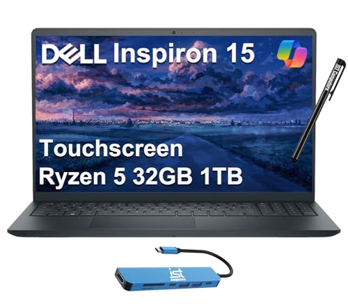 Dell Inspiron 15 3000 3535 Laptop (15.6' FHD Touchscreen, AMD Ryzen 5 7530U, 32GB RAM, 1TB SSD, 6-Core ( i7-1165G7)) for Business, College Students, Enterprises, Webcam, Numeric Keypad, Win 11 Pro