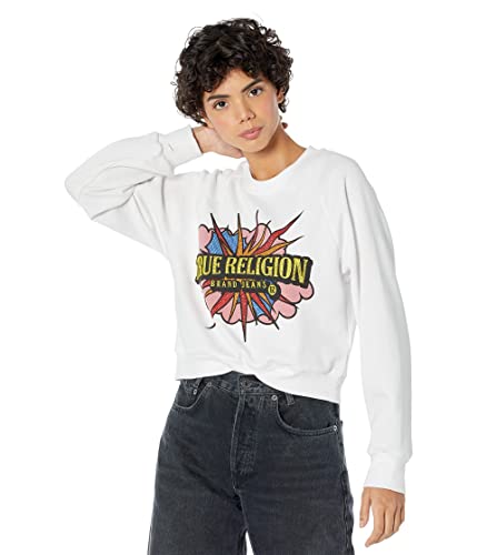 True Religion Women's Pop Art Shrunken Sweatshirt, White, X-Large #TOP14