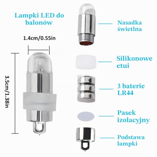 Yizhet Lampy balonowe LED, 30 szt. mini lampionów zasilane bateryjnie, miniaturowe światła LED do papierowych lampionów, balonów, modeli DIY, na Halloween, Boże Narodzenie, wesele,wielokolorowe