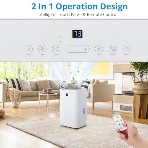 Image of 12,000 BTU Portable Air Conditioner, 4-in-1 Modes Up to 550 Sq.Ft., Portable AC Unit with Cooling, Dehumidifier, Fan, Digital Display, 24H Timer, for Bedroom