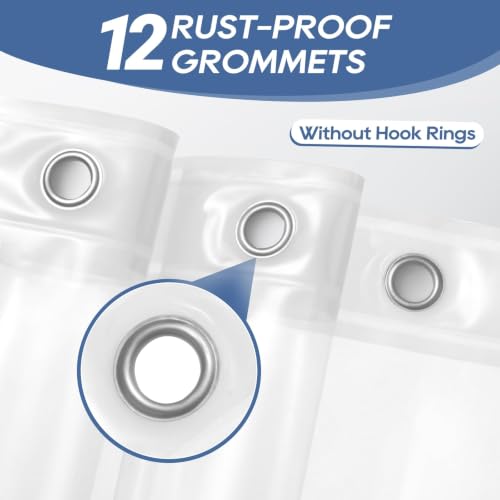 Image of downluxe Clear Shower Curtain Liner with Magnets, Clear Shower Liner, 72 inch W x 84 inch L Lightweight Shower Curtains for Bathroom