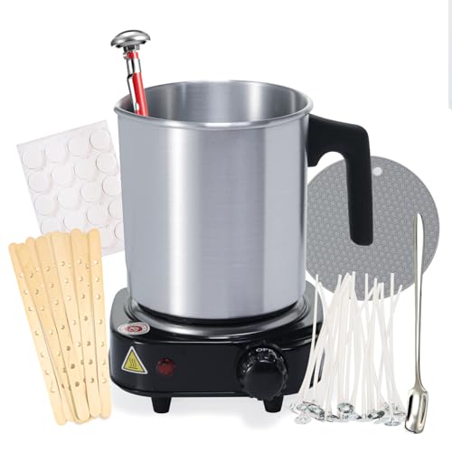 JULWHISPER Candle Making Kit with Hot Plate, 40oz Wax Melting Pot, Thermometer, Wick Centering Device, Candle Making Supplies for Beginners JULWHISPER Candle Making Kit with Hot Plate, 40oz Wax Melting Pot, Thermometer, Wick Centering Device, Candle Making Supplies for Beginners
