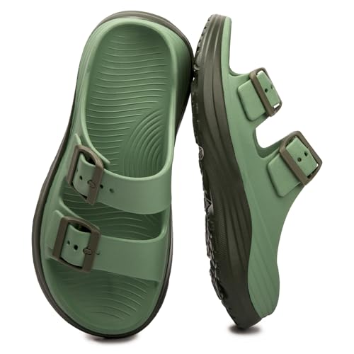 Image of FUNKYMONKEY Plantar Fasciitis Recovery Sandals for Women with Arch Support | Adjustable Double Buckle, Lightweight EVA, Cushioned Footbed, Non-Slip, Indoor Outdoor Use, Summer Beach House Shoes