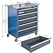 LARBANKE 5-Drawer Rolling Tool Chest with Stainless CounterTop,Tool Chest with Keyed Locking System, with Wheels and Foot Pads,Rolling Tool Cabinet with Drawer Liners,Unique Link Buckle for Connecting