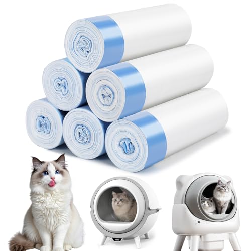 120 Count 26x11.8 Cat Litter Box Liners Compatible with Fsitego & Fumoi Self-Cleaning Litter Boxes Heavy Duty Automatic Cat Litter Box Bags with Drawstring 3-4 Gallons of Capacity
