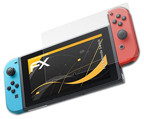 atFoliX Panzerfolie kompatibel mit Nintendo Switch Schutzfolie, entspiegelnde und stoßdämpfende FX Folie (3X) Cover