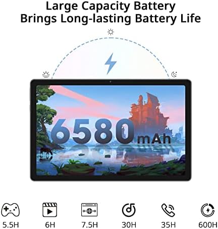 Blackview Tablet Android, Bluetooth Keyboard FREE, Tab 11 10.36 inch 2000 * 1200 In-cell FHD+, 8GB RAM 128GB ROM(TF 512GB), Octa-Core 2.0GHz, 6580mAh, 13MP+8MP, Dual SIM, Bluetooth 5.0, Type C - Gray