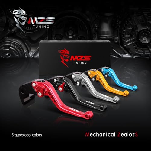 Image of MZS Motorcycle Brake Clutch Levers for Z500 EX 500 Eliminator 450 2024-2026 | 6-Position Adjustable Reach Short Lever Kit, Black Anodized CNC Handle with Anti-Slip Stripes, Unbreakable