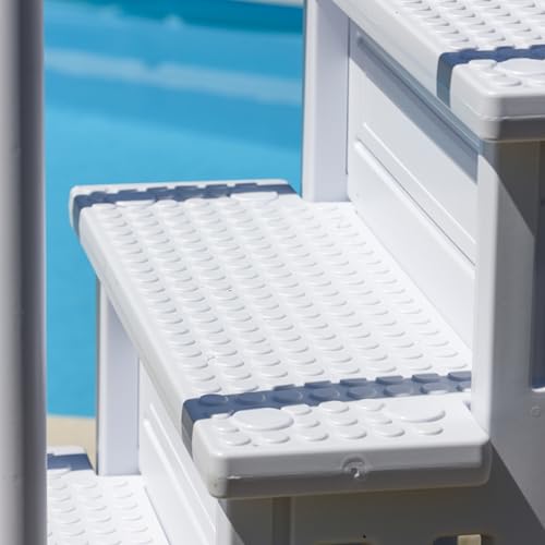 Gre EPE30 – rutschfeste Poolleiter für eingelassene Pools, Sicherheitsleiter mit 4 Stufen, synthetisch, Farbe Weiß. 80 x 92 x 206 cm