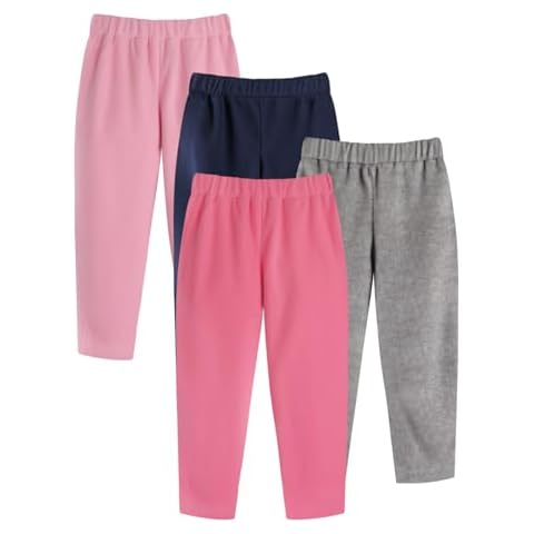 GLASH Kids Toddler Girls Sweat Pants, Warm Sweatpants with Micro Fleece, 4-Pack, Bright Pink, 5T Cover