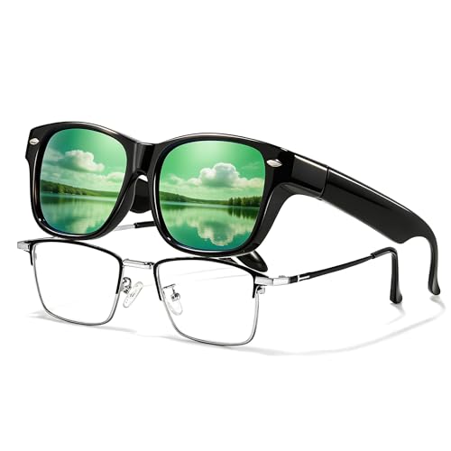 Image of TJUTR Polarized Fit-Over Sunglasses for Men & Women, Wraparound UV400 Protection Over Prescription Glasses for Driving TS2611