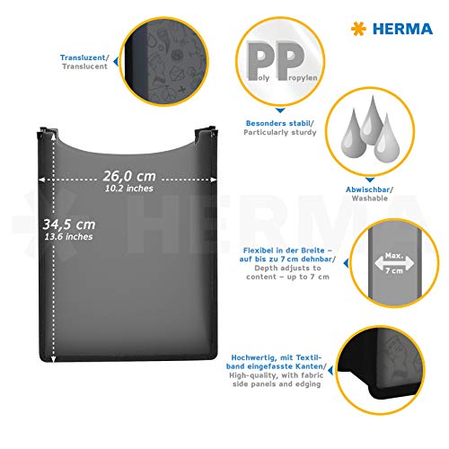 HERMA 19480 Heftbox A4 Schulranzen transparent weiß, oben offen, Kinder Schulheftbox aus Plastik für Schnellhefter, Bücher, Schulhefte, Blöcke & Unterlagen, stabile Heftmappe für den Rucksack