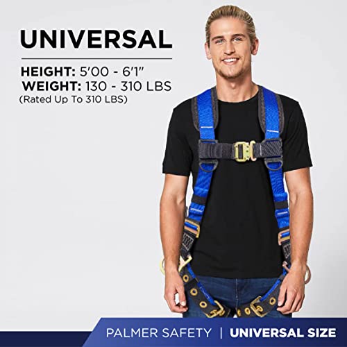 Image of Palmer Safety Full Body Harness with 5 Point Adjustment, Dorsal D-ring, Grommet Legs, Two Side D Rings, and Fall Indicators