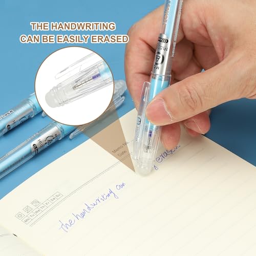 Bolígrafos borrables PATIKIL 0.5mm 12 unidades tinta azul cristal miniatura 3
