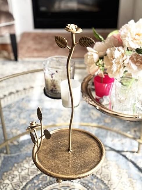 Rose Paper Towel Kitchen Roll Holder | Vintage Brass Gold | Elegant Premium Kitchen Countertop Roll Dispenser