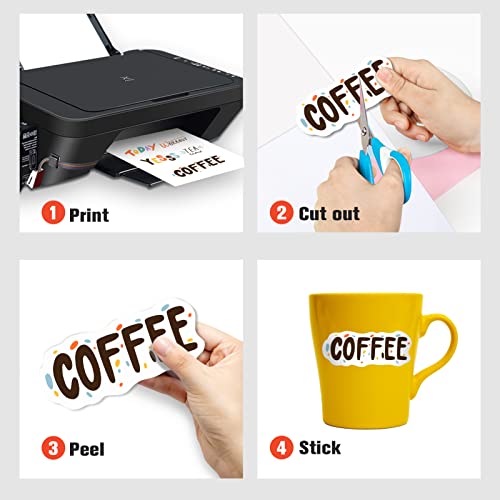 Sticker Paper For Inkjet Printer & Laser Printer, 15 Sheets Printable Vinyl Sticker Paper Matte White Waterproof, Size 8.5''X11" A4 Printer Paper - Holds Ink Well Quick Dry Vivid Colors Tear Resistant #TOP3