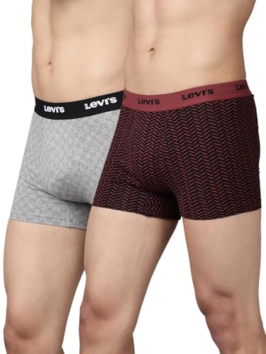 Image of Levi's 022 Trunk for Men | Cotton Stretch Fabric | Printed Men's Underwear | Anti-Roll Waistband | Extra Supportive Gusset | Functional Fly | No Ride-Up | Mid Length Fit | Tagless | Pack of 2