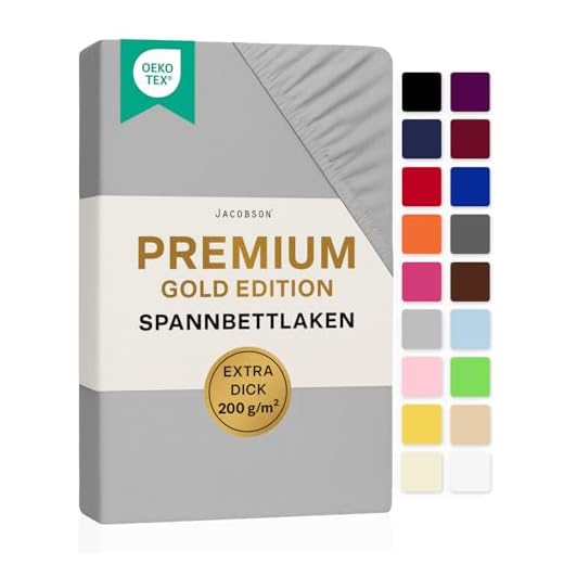 Leonado Vicent - Classic Spannbettlaken Bettlaken 100% Baumwolle Jersey Spannbetttuch in vielen Farben & Größen MARKENQUALITÄT ÖKO TEX Standard 100 (90 x 200 cm - 100 x 200 cm, Petrol) 6 JACOBSON Gold Edition Jersey Spannbettlaken Spannbetttuch Baumwolle mit ELASTAN ca. 200 g/m² (90x200 cm - 100x200 cm, Grau)