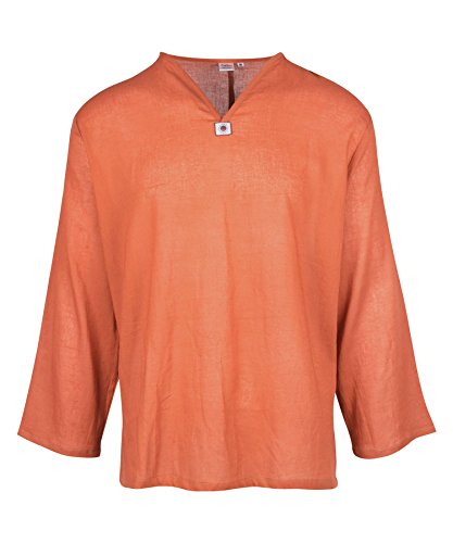 LOFBAZ Men's T-Shirt 100% Cotton Beach Hippie Shirt V-Neck Yoga Tunic Top