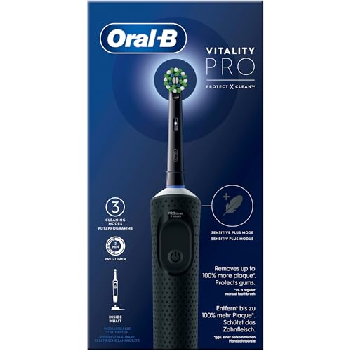 Oral-B Vitality Pro Elektrische Zahnbürste/Electric Toothbrush, 1 Aufsteckbürste, 3 Putzmodi für Zahnpflege, Designed by Braun, schwarz – Bild 4