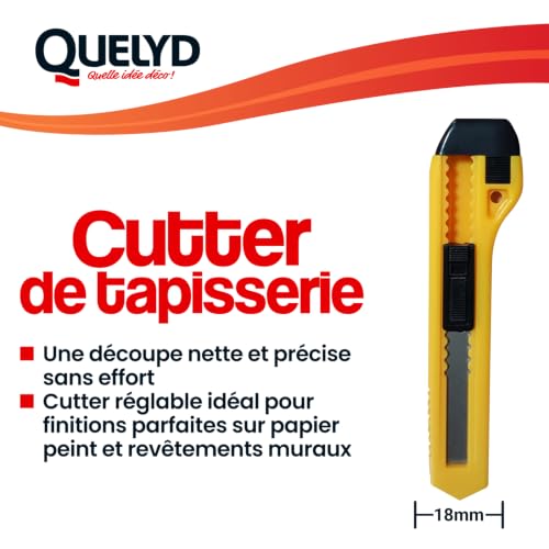 Miniatura 2 de Quelyd Cortador De Tapiz Corte De Todo Tipo De Revestimientos De Pared, Papel Pintado, Velas De Renovación, Lienzos De Vidrio 10 Cuchillas De Repuesto