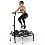 Amulay Trampolín Fitness Hexagonal 101 cm con Barra Ajustable | Brincolín para Adultos con 42 Ligas| Acero Anticorrosión...