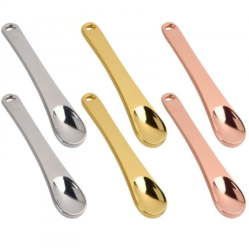 6 Piezas Mini Cosmética Espátulas, Aplicador de Espátula de Maquillaje de Metal, Cosmética Cuchara, Aplicador de Cuchara Cosmética Portátil, Faciales Humectantes y Cremas para Ojos