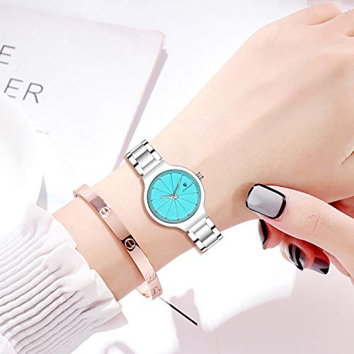 EDINARO Gorgeous Analogue Round Studded Dial Watches for Women and Ladies Watch with Stainless Steel Adjustable Bracelet Strap with Double Lock Clasp Watches for Girls