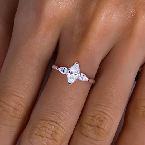 Oval/Pear Cut Moissanite Engagement Rings for Women 2/2.1cttw D Color VVS1 Clarity 925 Sterling Silver Wedding Promise Anniversary Ring with Certificate 5