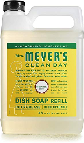 Image of MRS. MEYER'S CLEAN DAY Liquid Dish Soap Refill, Honeysuckle, 48 fl. oz