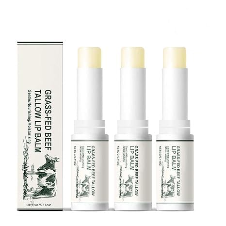 Beef Tallow Lip Balm,Moisturizing Tallows Lip Balms,Tallow Lip Balm,Nourishing and Soothing,Lip Care Hydrating (3 pcs)