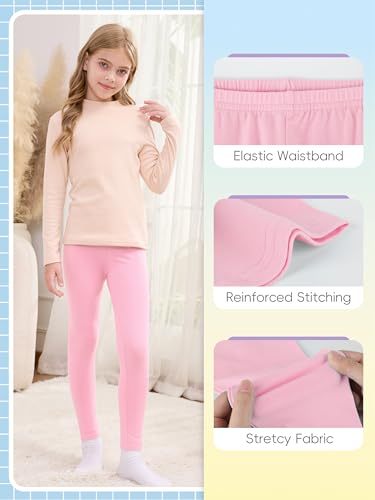 5 Pack Girls Leggings Cotton Tights for Toddler Kids Stretchy Soft Yoga Pants Full Length Multipack Pull On Fall Winter3