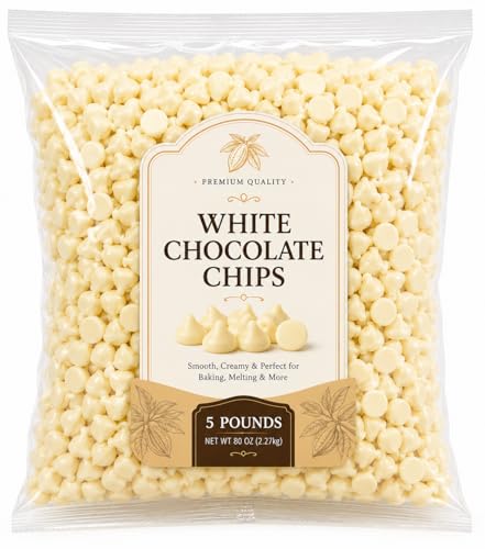 Premium White Chocolate Baking Chips – Creamy Sweet Confection Chips for Cookies, Baking, Melting...