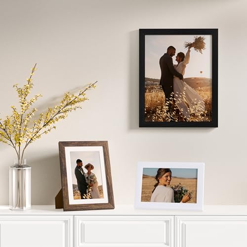 Image of Vittanly 12 Pack Picture Frames Collage Wall Decor for Mounting or Tabletop Display, Gallery Wall Frame Set for Family, Multi Sizes Including 4pcs 8x10, 4pcs 5x7, 4pcs 4x6, Black, Brown and White