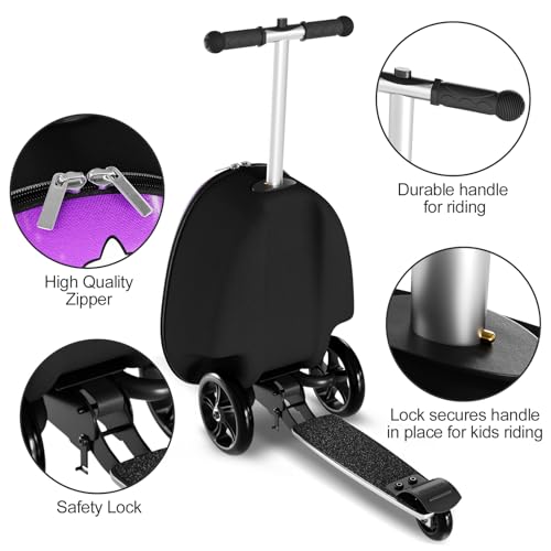 Valise trottinette 2 en 1 Baotree pour enfants de 5 à 12 ans avec roues LED