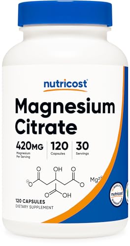 Nutricost Magnesium Citrate 420mg 60 Servings (210mg Per Capsule 120 Vegetarian Capsules) - Gluten Free Non-GMO