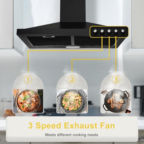 Sndoas GD1775BPA Black Range Hood 30 Inch,Hood Vents thumb #3