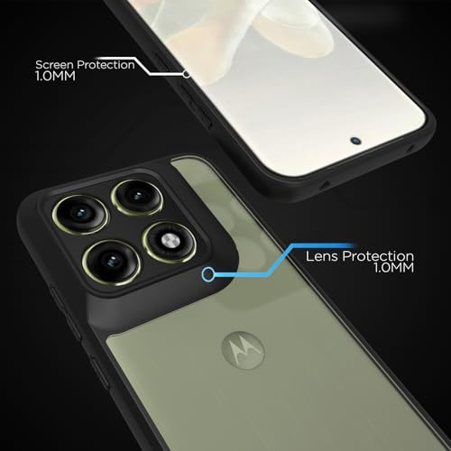 Image of RIGGEAR Shockproof Sleek Hybrid Armor Back Cover Case for Motorola Moto Edge 70 Pro /Edge 70 Pro Plus 5G (Clear PC + Black TPU Bumper)